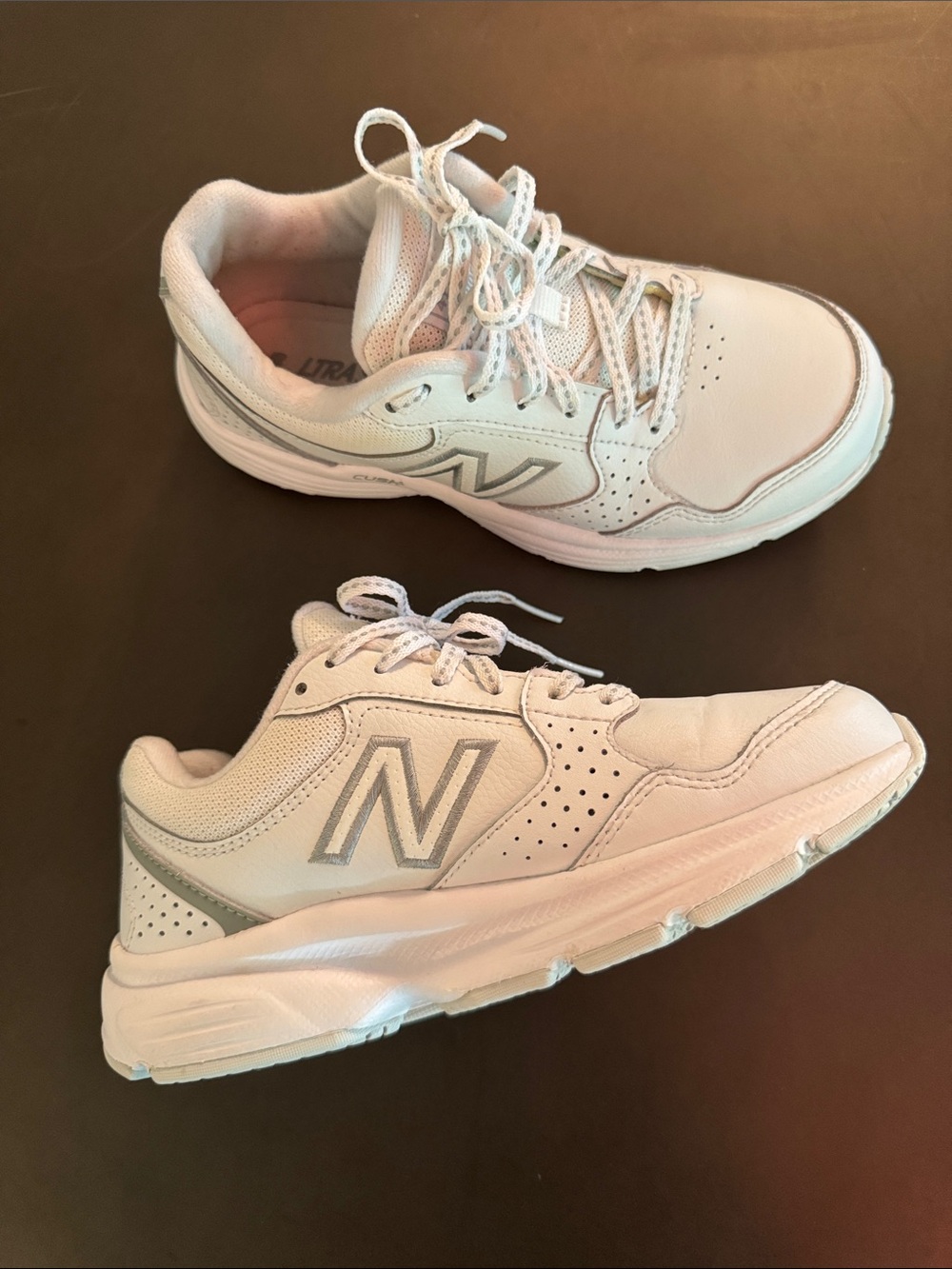 New Balance White Sneakers with Silver Logo